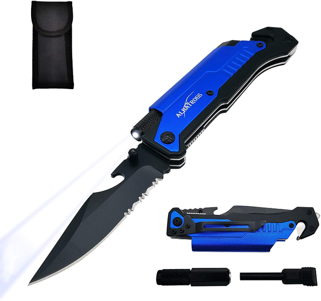 ALBATROSS FK001 Blue 6-in-1 Multi-Function Emergency Tool Survival Tactical Military Folding Pocket Knife