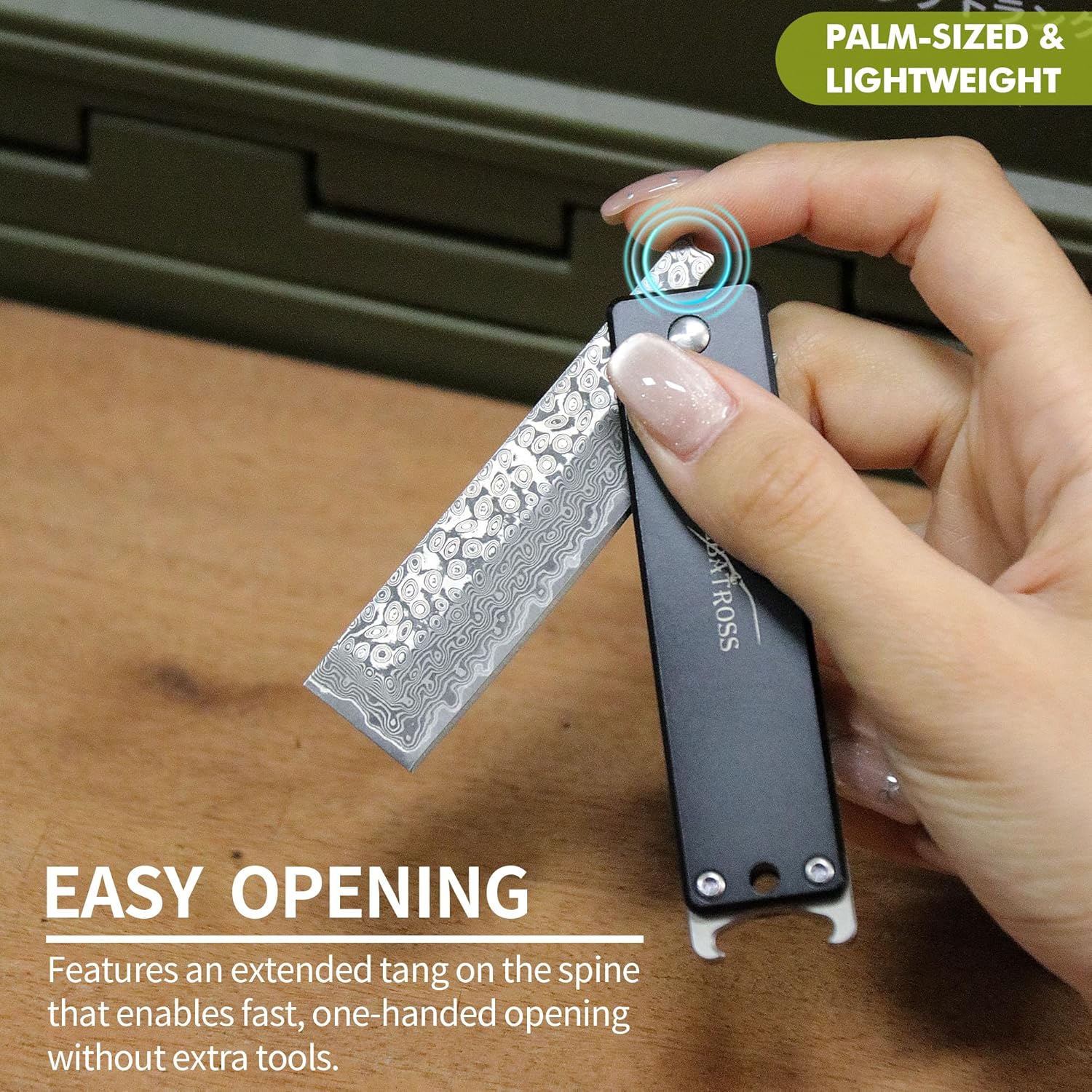 ALBATROSS Damascus Steel Folding Knife – Premium Spring Assisted EDC Pocket Knife for Camping & Outdoor Use – Beautiful Gift for Him Or Her