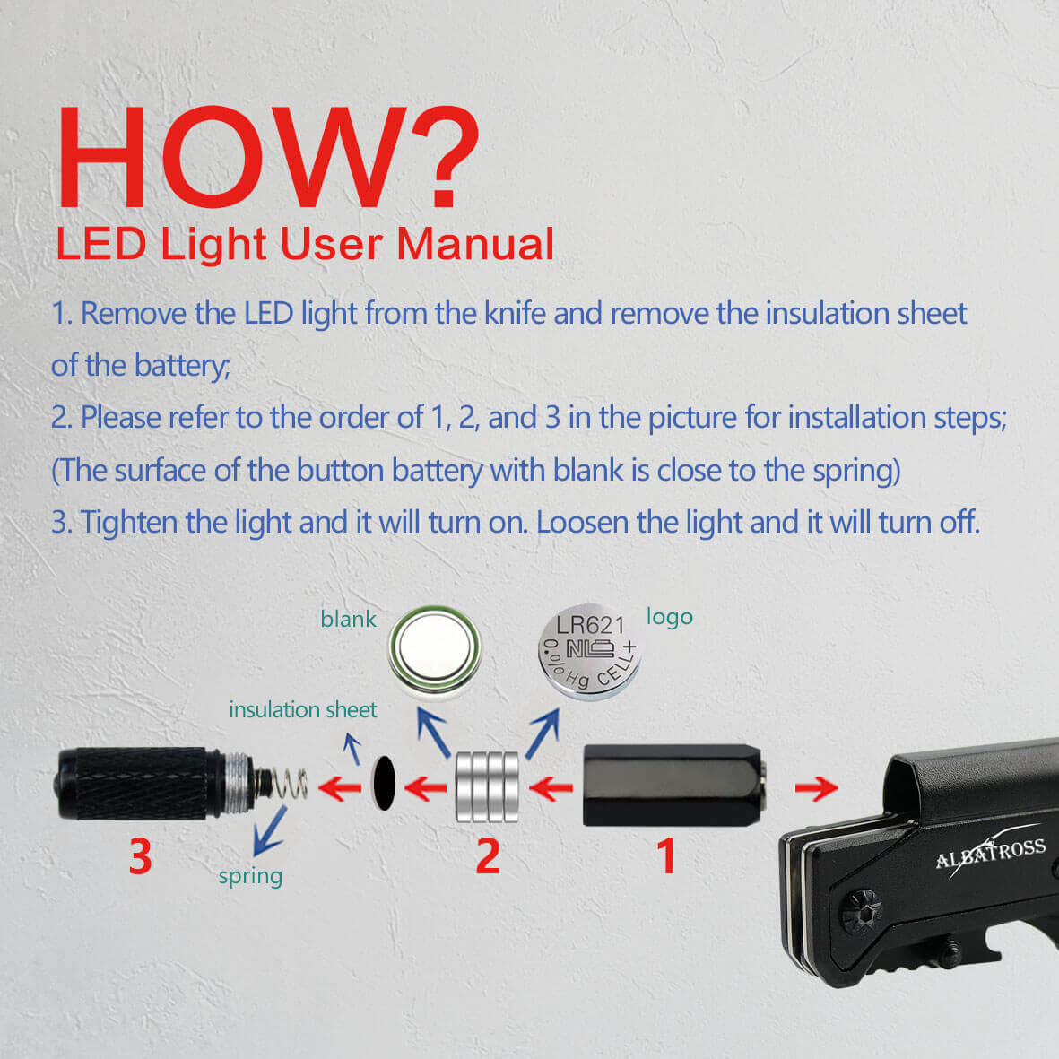 multitool knife with LED light and how to use