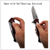 damascus knife flipper opening one hand