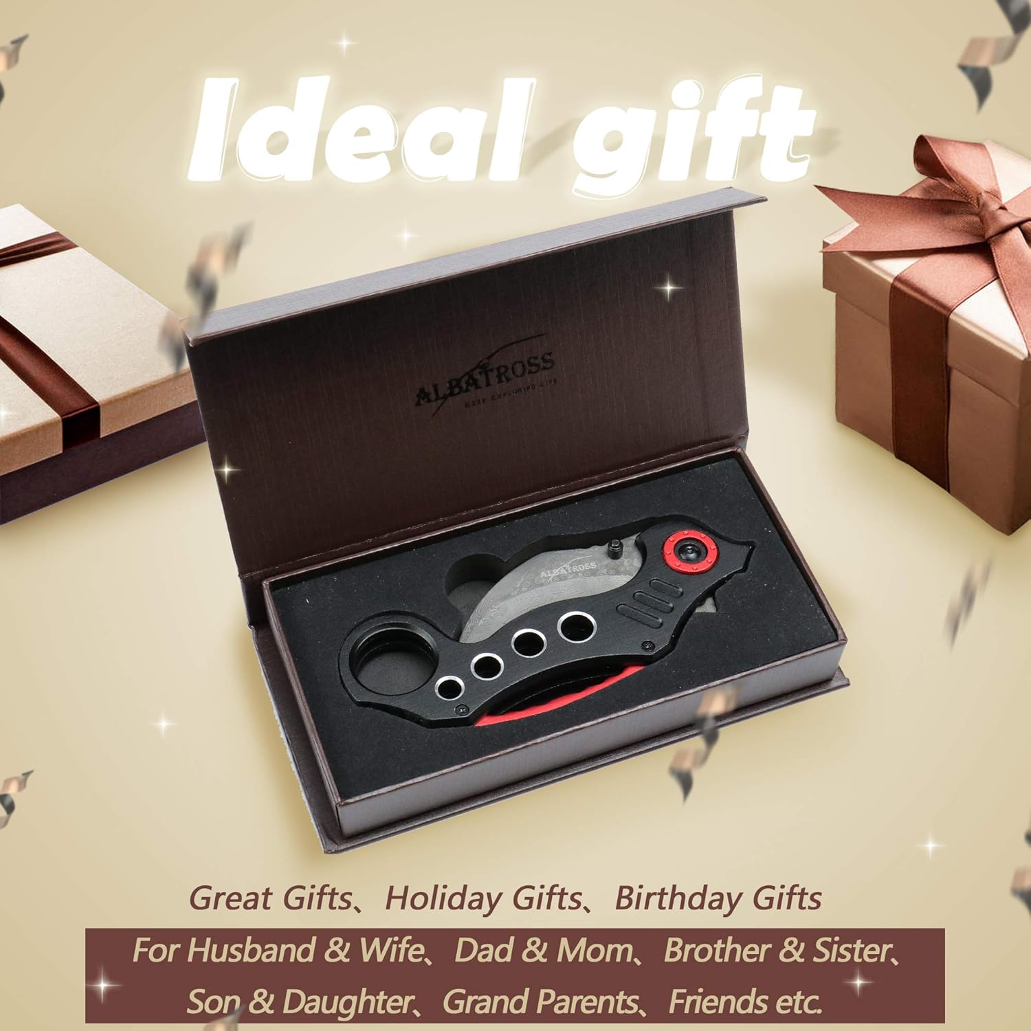 ALBATROSS FK002 Damascus Steel Black EDC Cool Spring Assisted Folding Pocket Knives Tactical Sharp Raptor Claw Knife
