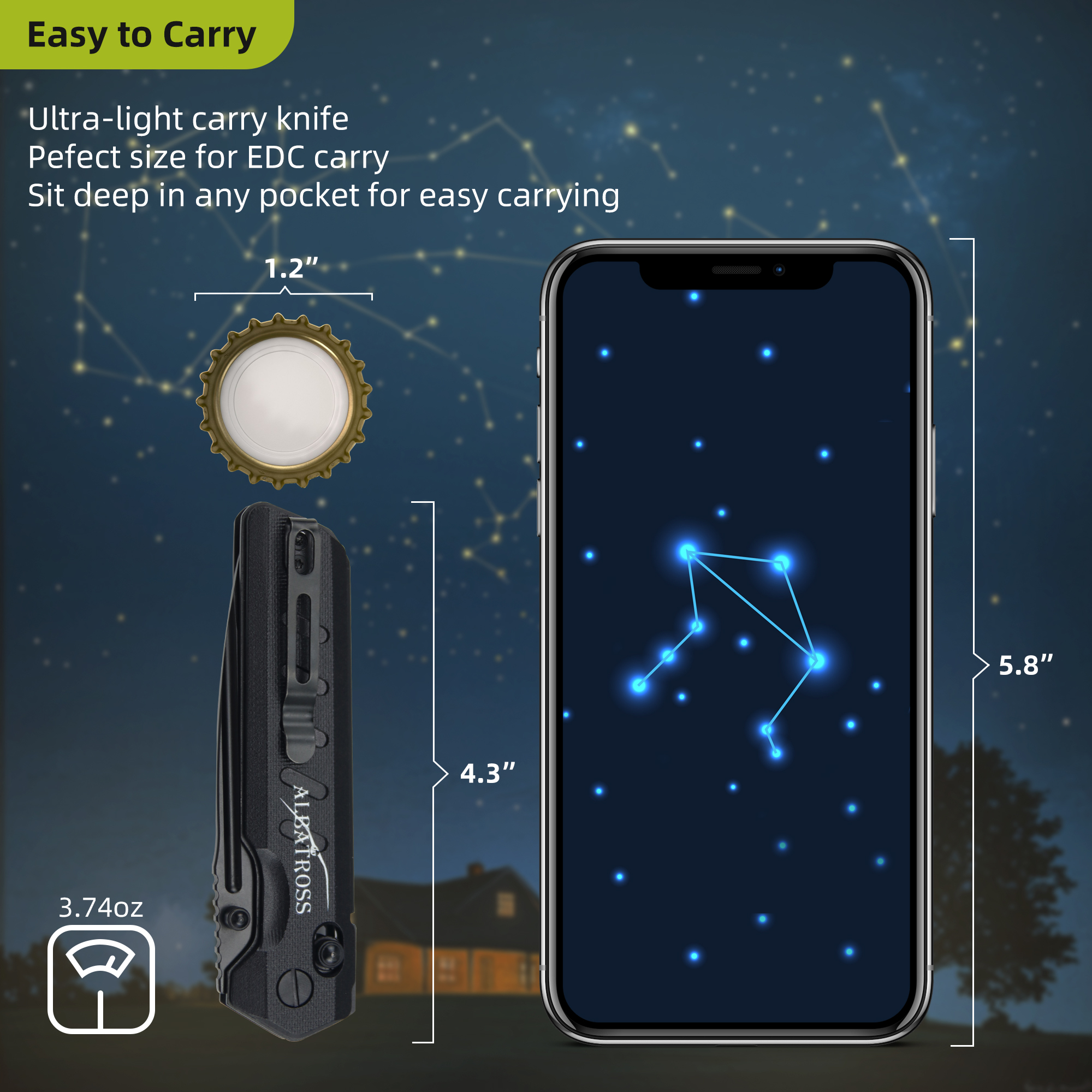 ALBATROSS Libra VG10 Steel Pocket Folding Knife - 4.3" G10 Handle, Axis Lock, EDC Camping Hunting, Zodiac Collection Gift, Handmade Gift Box