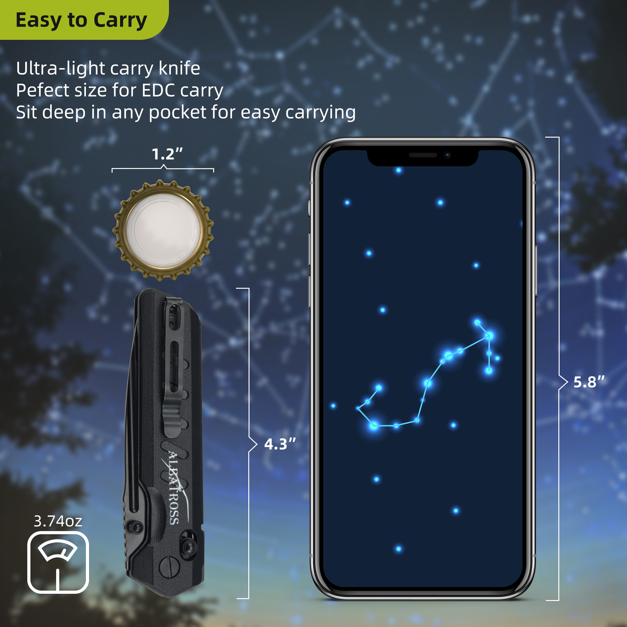 ALBATROSS Scorpio VG10 Steel Pocket Folding Knife - 4.3" G10 Handle, Axis Lock, EDC Camping Hunting, Zodiac Collection Gift, Handmade Gift Box