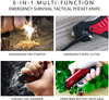 ALBATROSS 6-in-1 Survival Tactical Folding Pocket Knife with LED Light, Seatbelt Cutter, Glass Breaker, and Fire Starter (RED-SA)