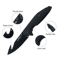 ALBATROSS Pocket Folding Knife with Black Coated Blade and Aluminum Handle - AS-19445 (Black)