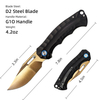 ALBATROSS EDC Classic Black & Gold Pocket Knife, Gold D2 Blade, G10 Handle, Liner Lock, Gift Box for Valentine‘s Day Birthday AS-24652-GBG
