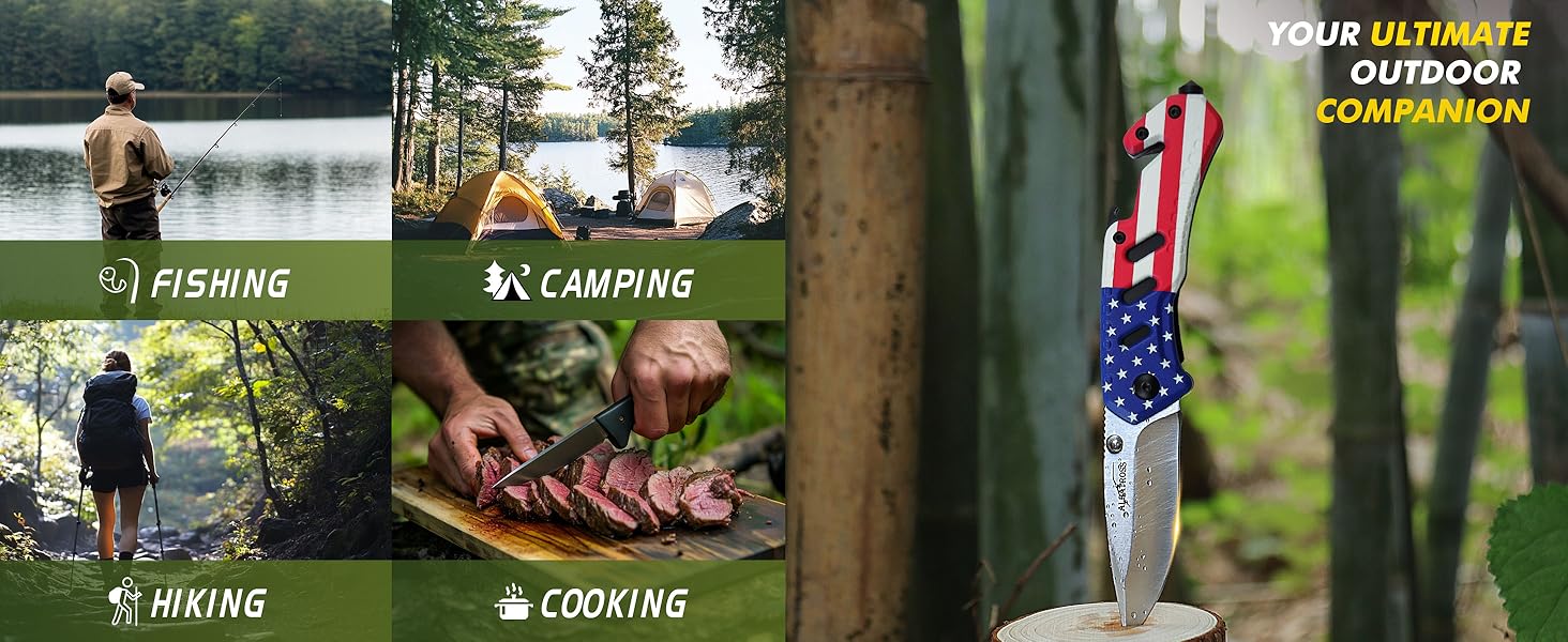 tactical pocket knife for camping fishing hiking cooking