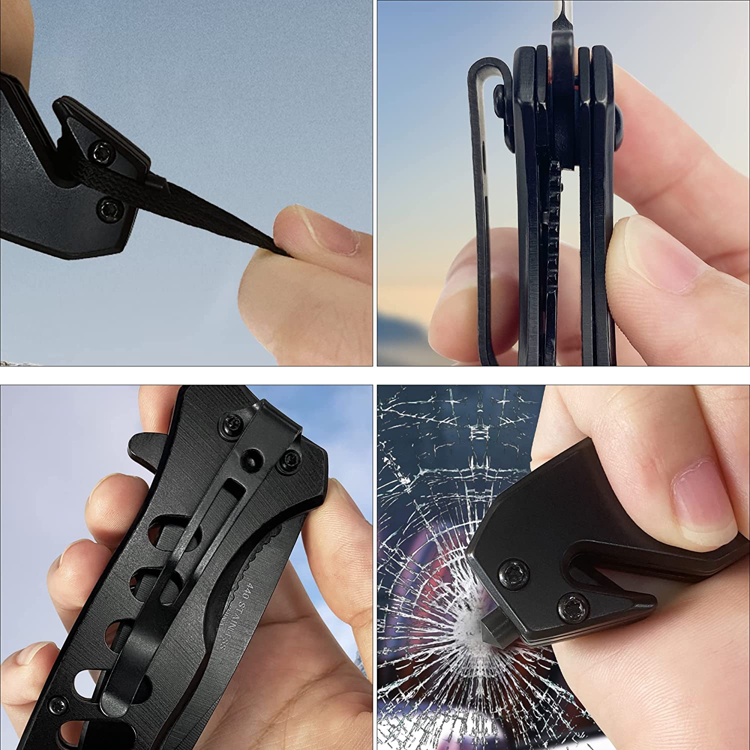 ALBATROSS 7.5" FK003 Black EDC Stainless Steel Tactical Folding Pocket Knife,SpeedSafe Spring Assisted Opening Knifes with Liner Lock,Pocketclip,Glass Breaker,Seatbelt Cutter