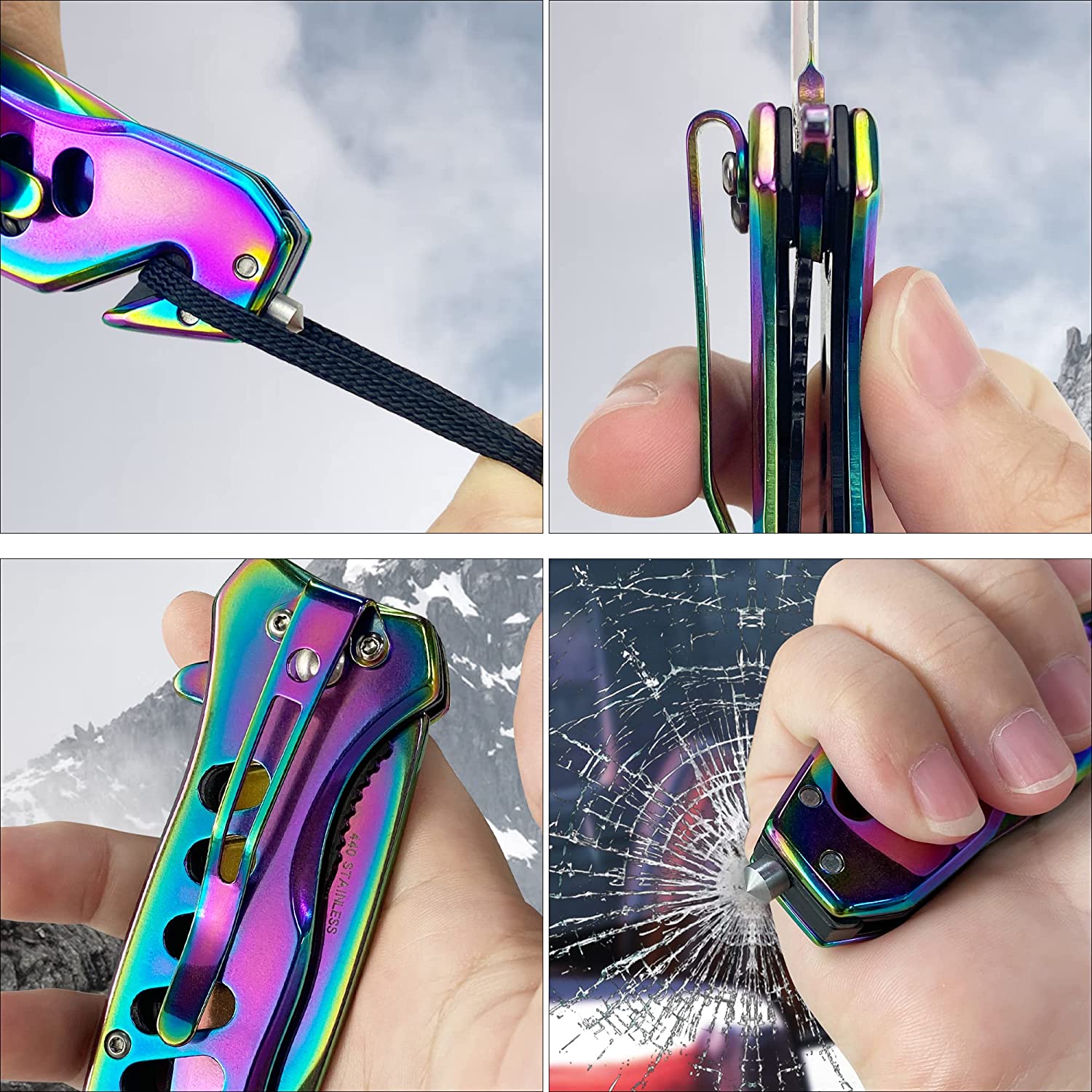 ALBATROSS 7.5" FK003 Color EDC Stainless Steel Tactical Folding Pocket Knife,SpeedSafe Spring Assisted Opening Knifes with Liner Lock,Pocketclip,Glass Breaker,Seatbelt Cutter