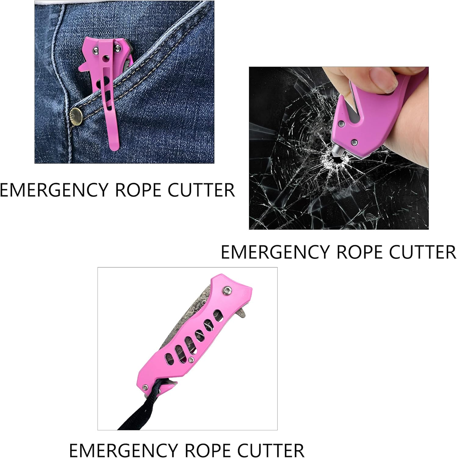 ALBATROSS FK003 Pink EDC Damascus Steel Tactical Folding Pocket Knife,SpeedSafe Spring Assisted Opening Knifes with Liner Lock,Pocketclip,Glass Breaker,Seatbelt Cutter