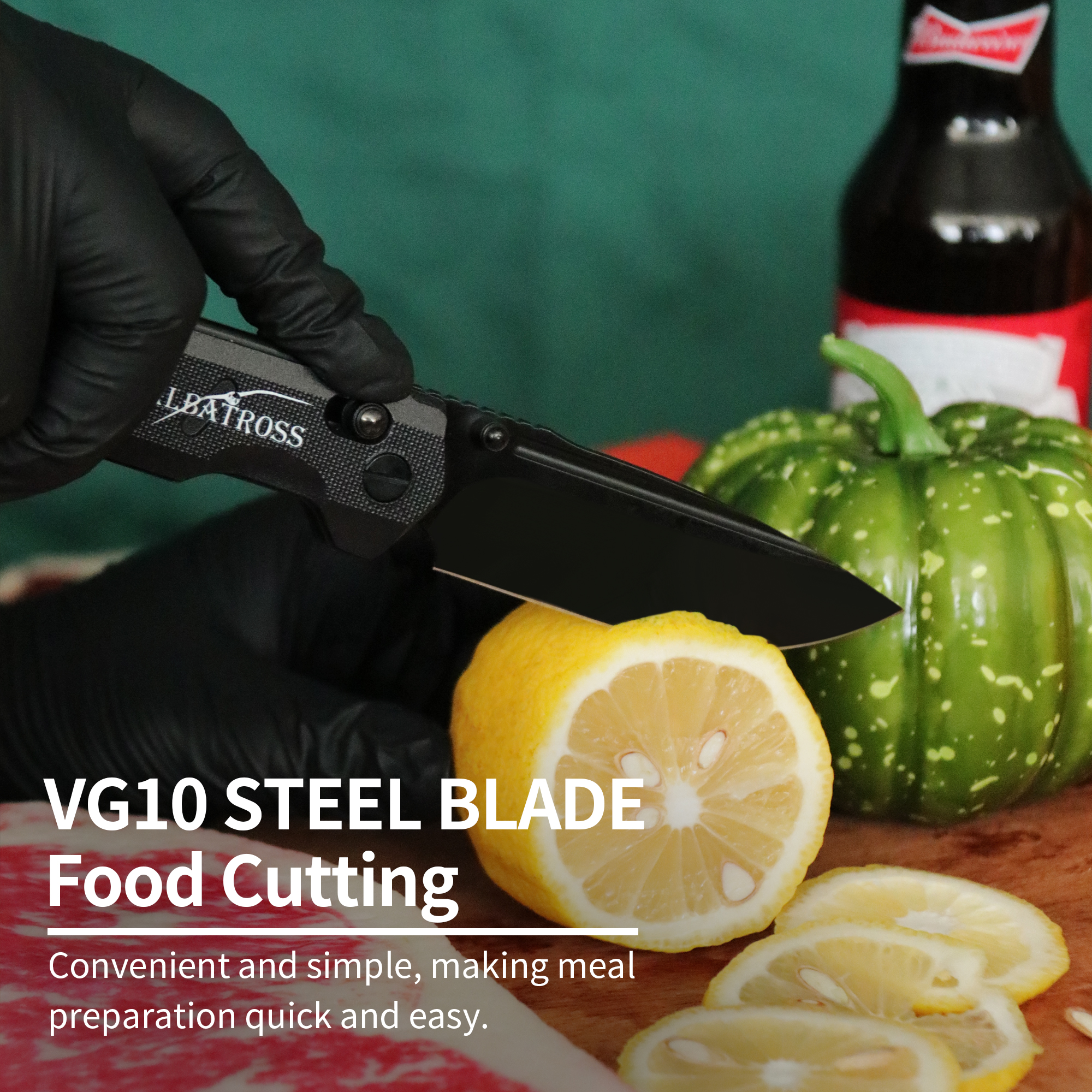 ALBATROSS Aquarius VG10 Steel Pocket Folding Knife - 4.3