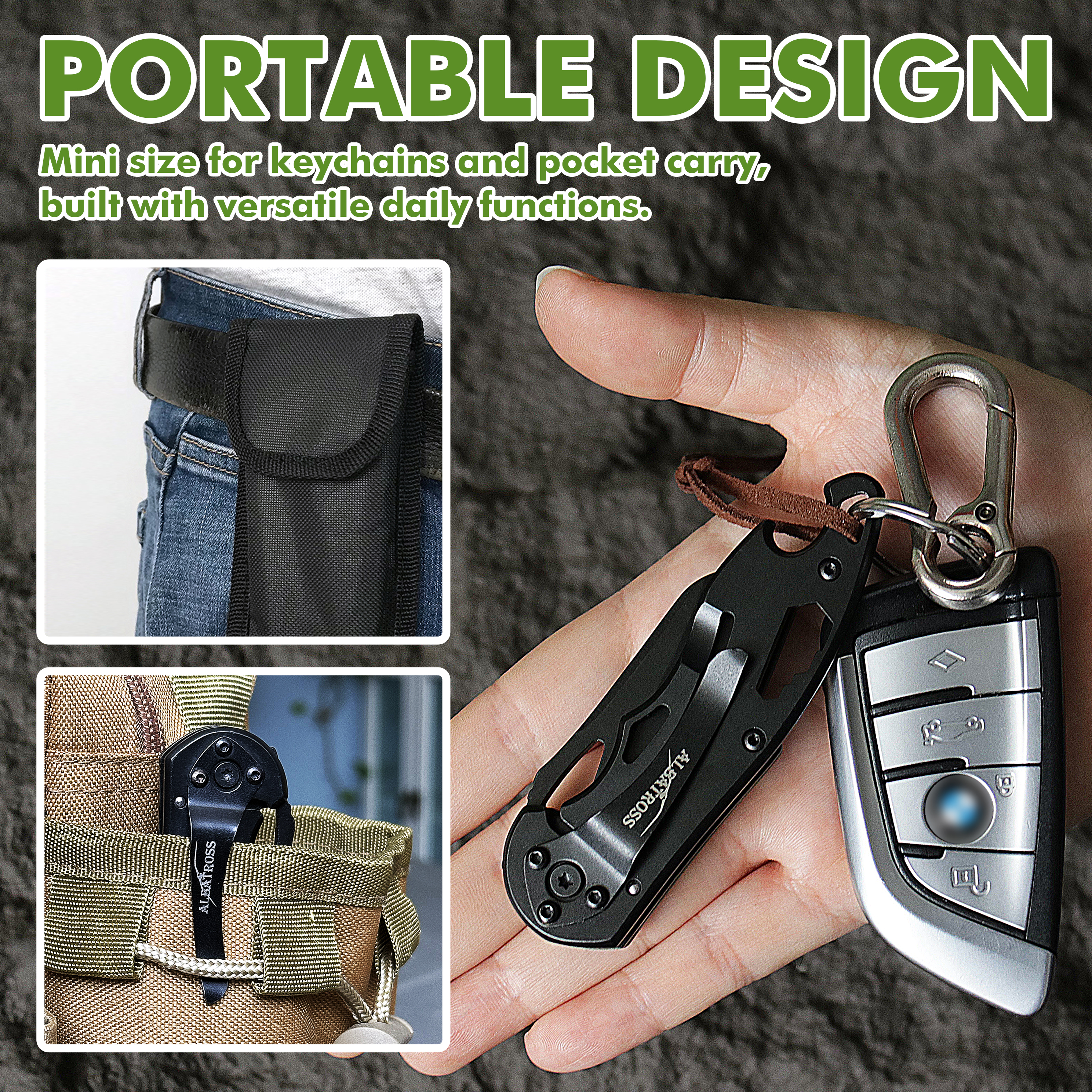 ALBATROSS Small Folding Knife with Bottle Opener and Wrench, Pocket knife EDC Gadgets for Daily Use,Gift for Men & Women, AS-23288-GN (GREEN)