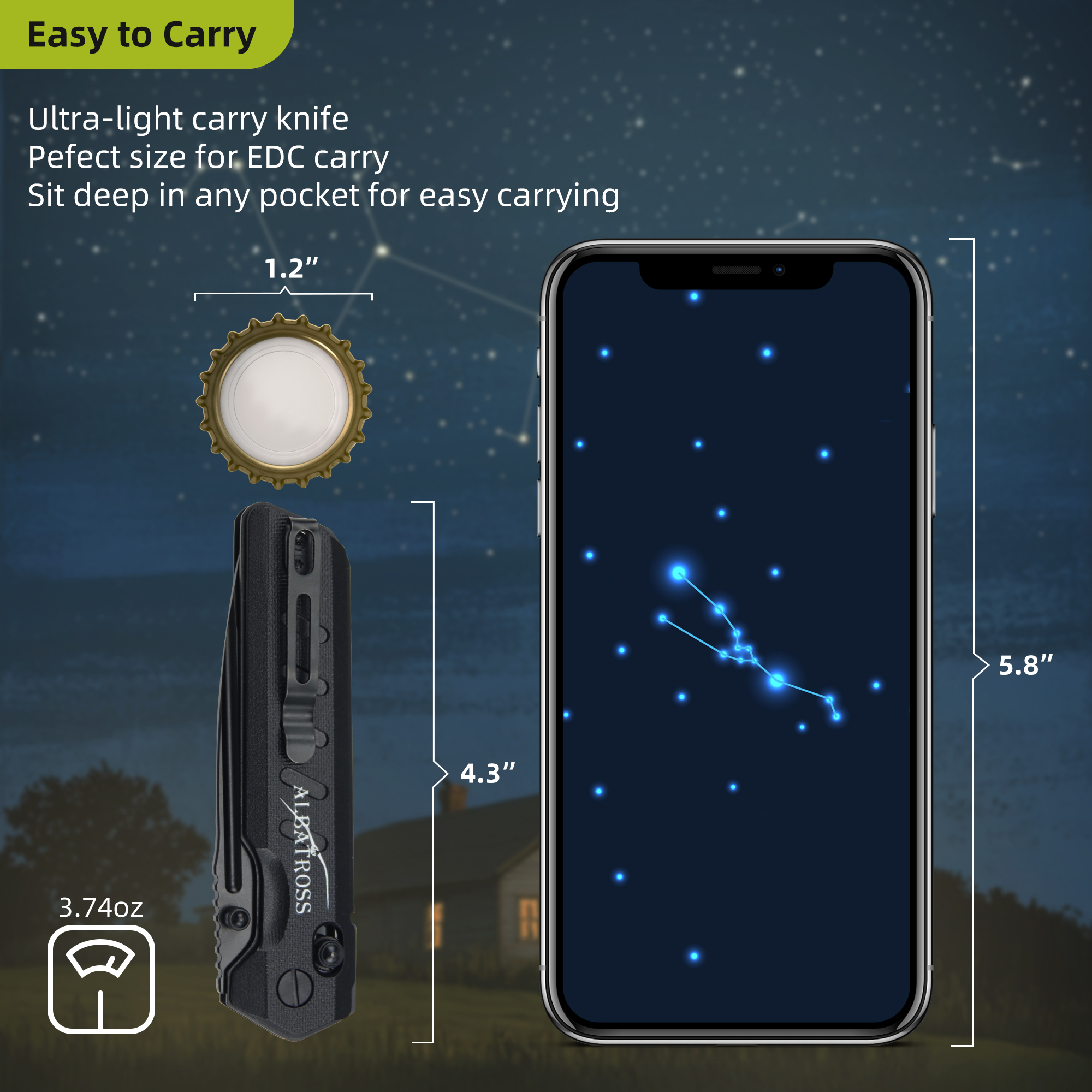 ALBATROSS Taurus VG10 Steel Pocket Folding Knife - 4.3