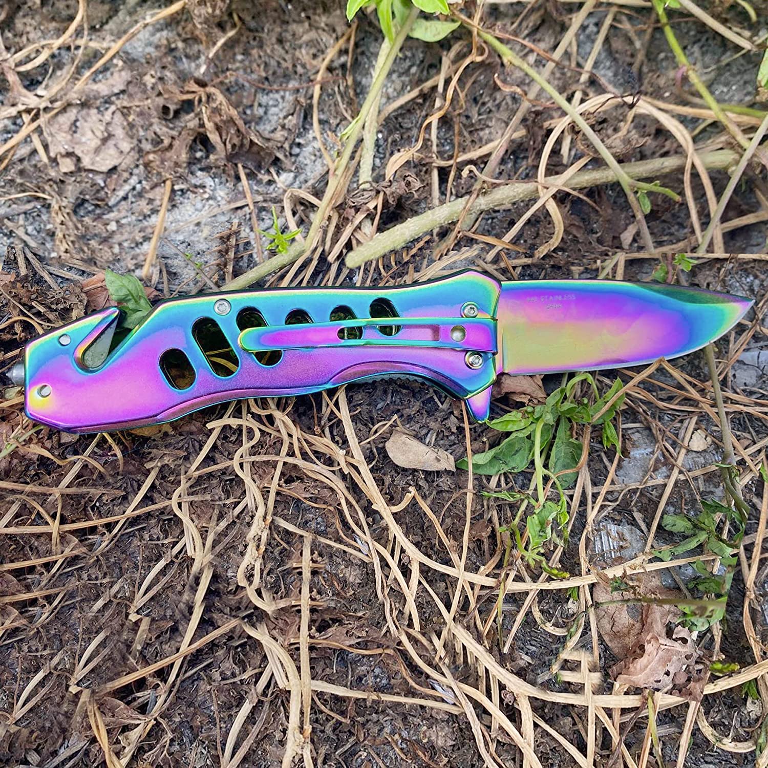 ALBATROSS 7.5" FK003 Color EDC Stainless Steel Tactical Folding Pocket Knife,SpeedSafe Spring Assisted Opening Knifes with Liner Lock,Pocketclip,Glass Breaker,Seatbelt Cutter