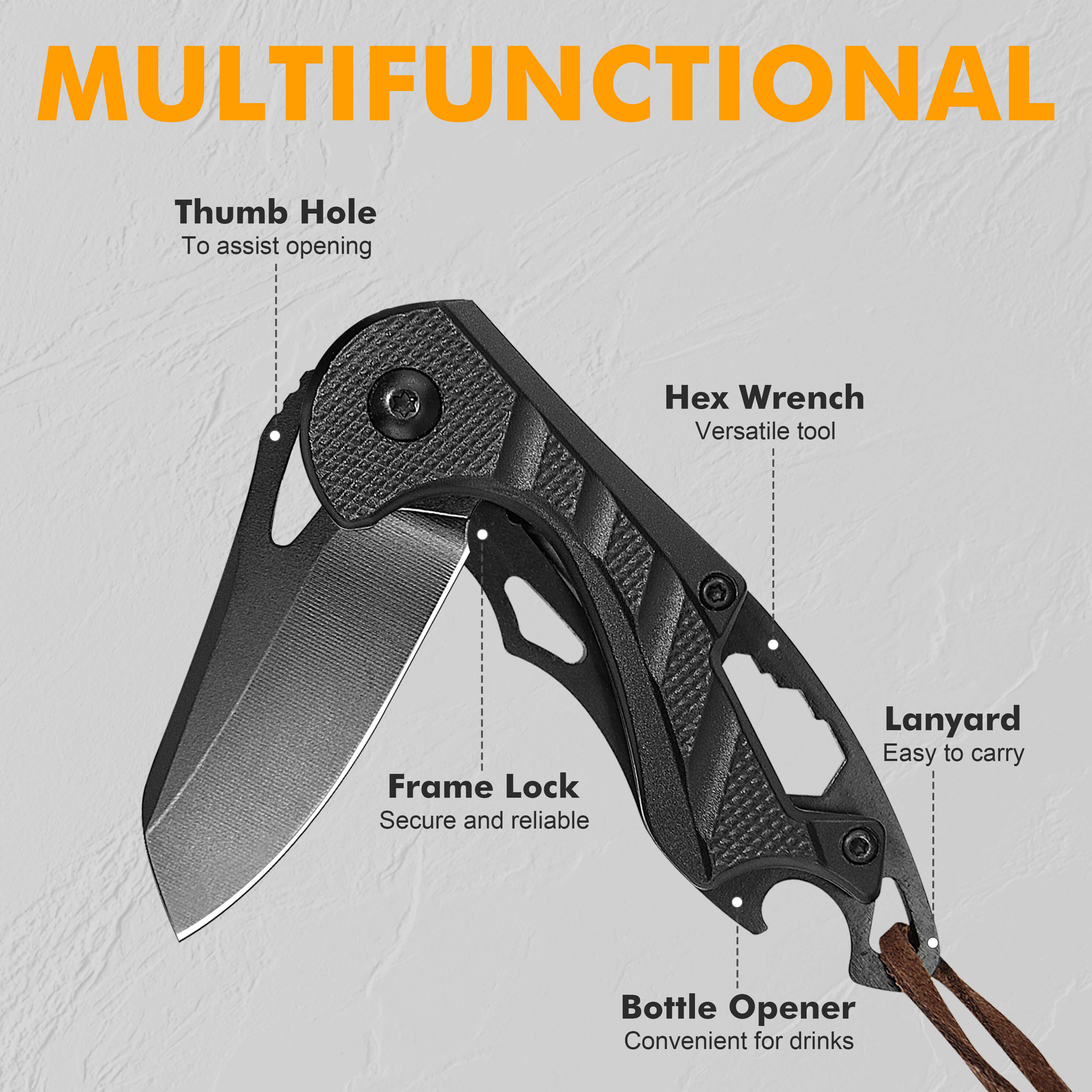 Small 3-in-1 Multifunctional EDC Knife with Bottle Opener and Wrench AS-23288