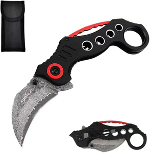 ALBATROSS FK002 Damascus Steel Black EDC Cool Spring Assisted Folding Pocket Knives Tactical Sharp Raptor Claw Knife