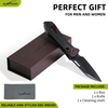 7.6" Folding Pocket Knife, 2.7" Black Blade, Red Black Anodized Aluminum Handle with Axis Lock and Glass Breaker, Premium Gift Box