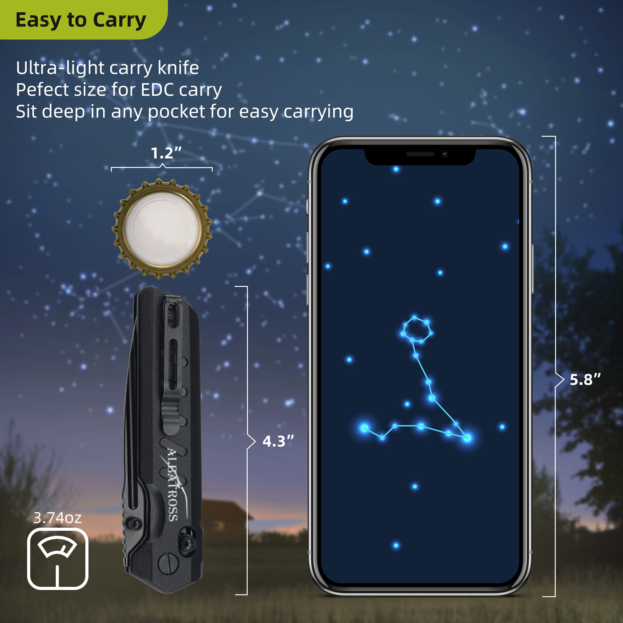 ALBATROSS Pisces VG10 Steel Pocket Folding Knife - 4.3