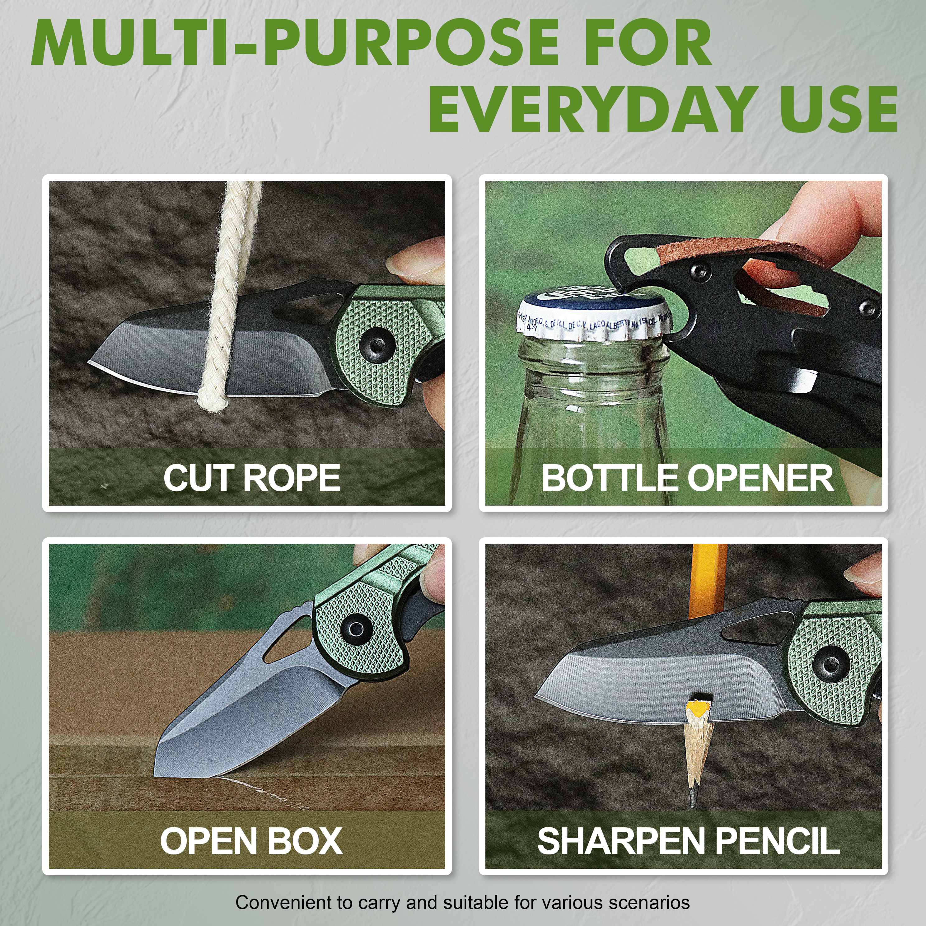 ALBATROSS Small Folding Knife with Bottle Opener and Wrench, Pocket knife EDC Gadgets for Daily Use,Gift for Men & Women, AS-23288-GN (GREEN)