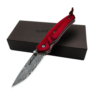 ALBATROSS HGDK015 EDC 6.5" Dalbergia Cochinchinensis Handle Damascus Steel Folding Pocket Knife