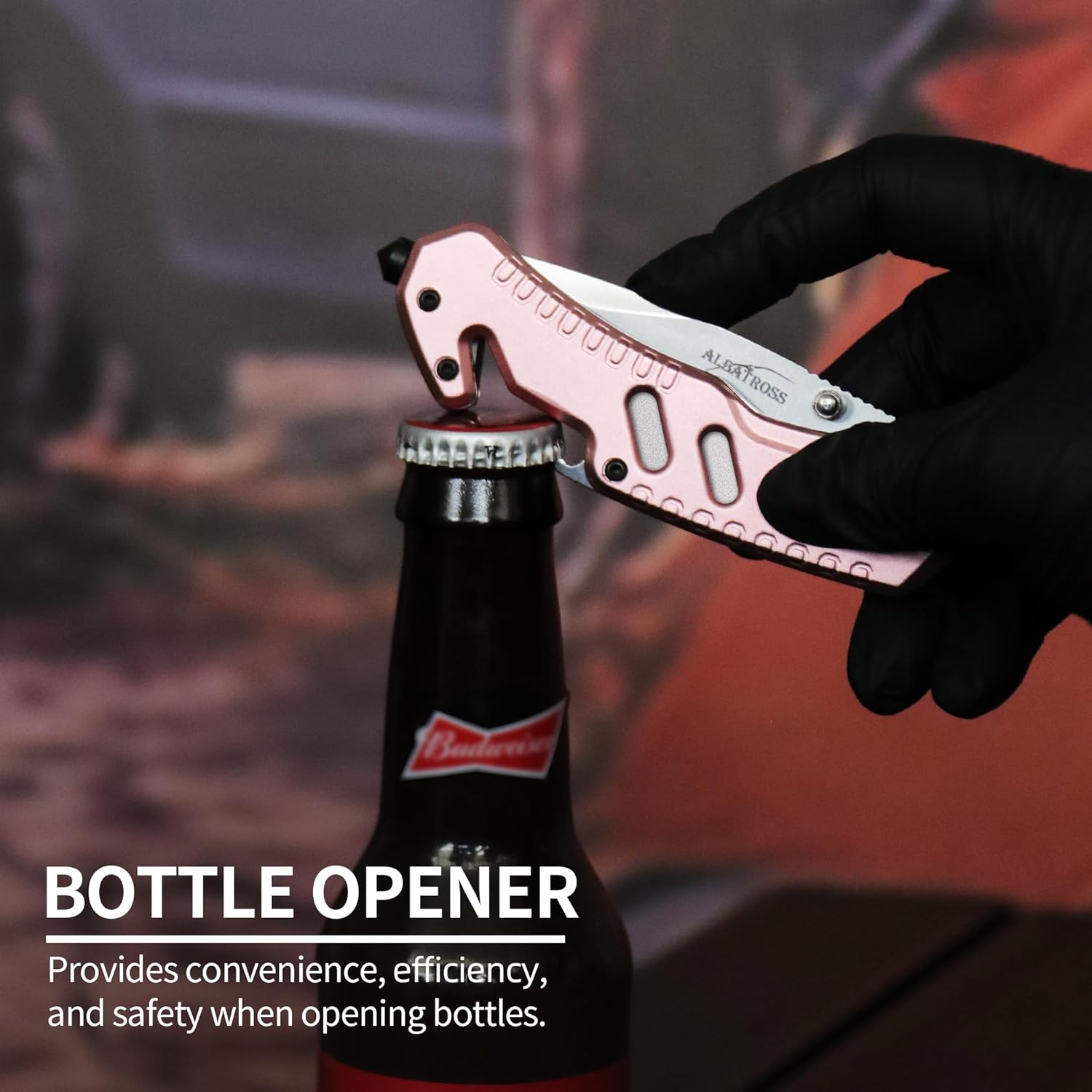 ALBATROSS 7" Classic Multifunction Folding Knife with Satin Coated Blade, Bottle Opener, Glass Hammer, and Rope Cutter - Aluminum Handle, AS-23265-PK