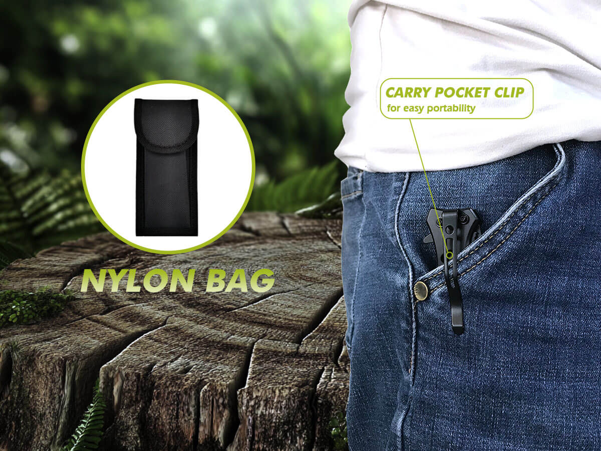 Compact edc pocket knife with nylon bag