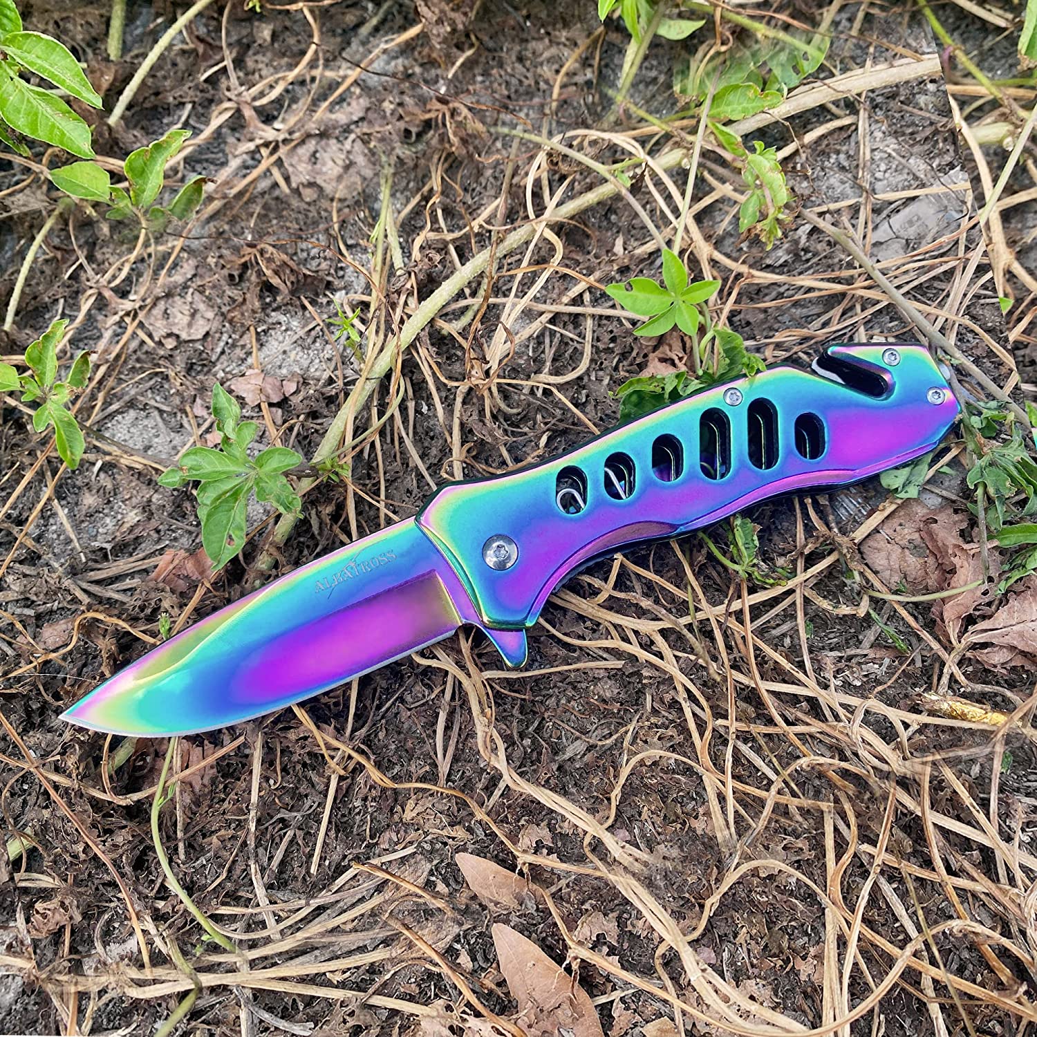 ALBATROSS 7.5" FK003 Color EDC Stainless Steel Tactical Folding Pocket Knife,SpeedSafe Spring Assisted Opening Knifes with Liner Lock,Pocketclip,Glass Breaker,Seatbelt Cutter