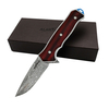 damascus pocket knife HGDK001 wood handle