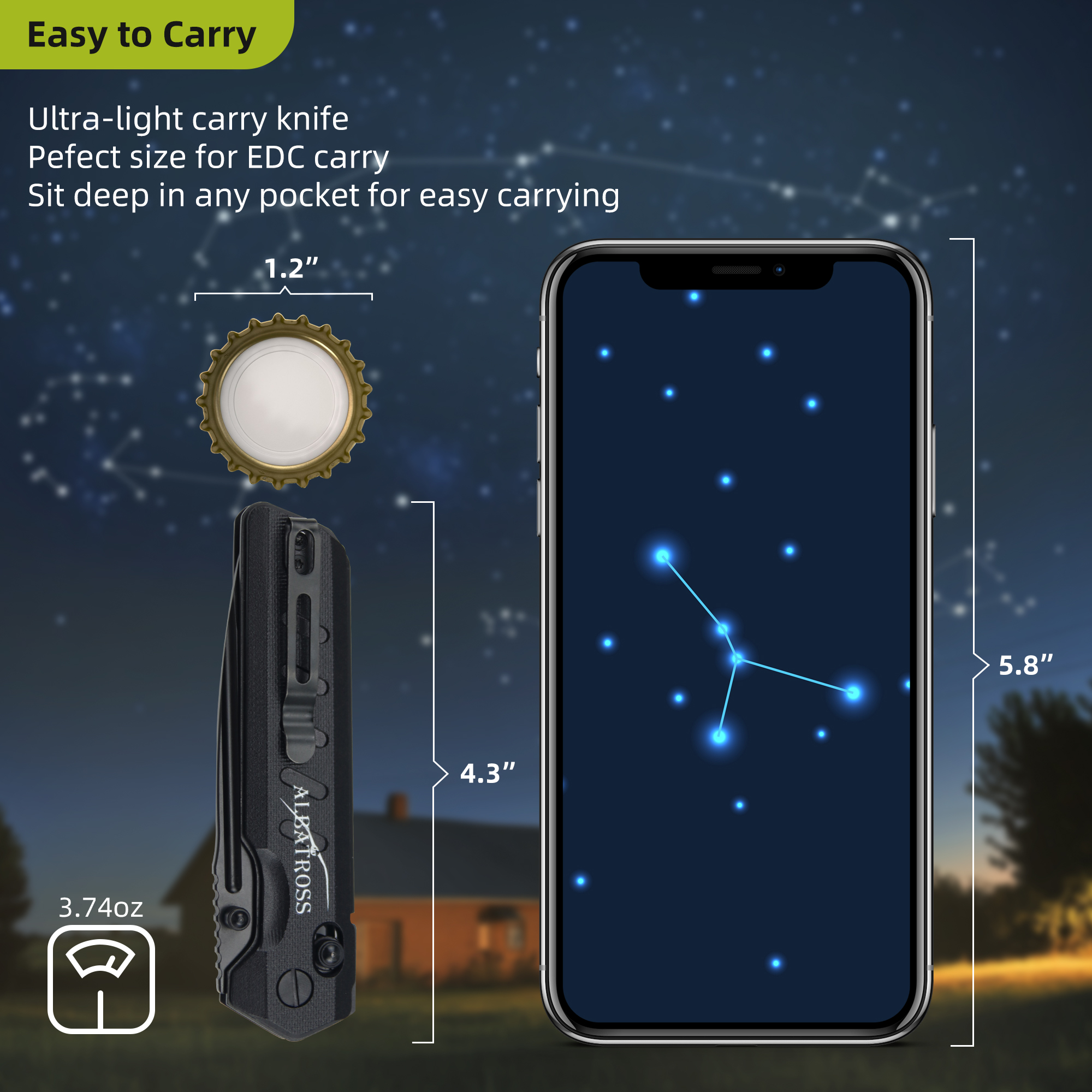 ALBATROSS Cancer VG10 Steel Pocket Folding Knife - 4.3