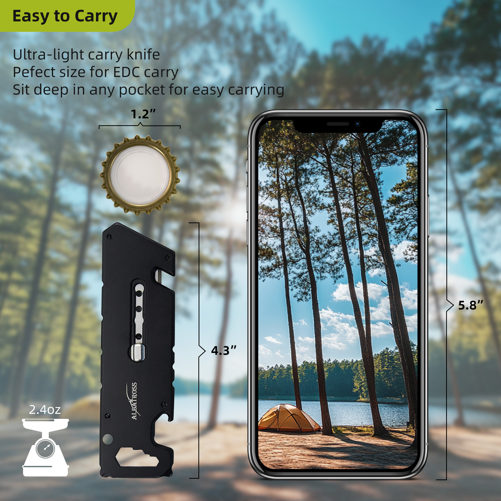 ALBATROSS Utility Knife - Multi-Tool with 3 SK5 Replaceable Blades, Screwdrivers, Wrench, Rope Cutter, and Bottle Opener, Aluminum Handle (Orange)