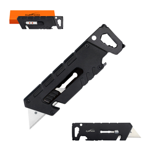 ALBATROSS Utility Knife - Multi-Tool with 3 SK5 Replaceable Blades, Screwdrivers, Wrench, Rope Cutter, and Bottle Opener, Aluminum Handle (Black)