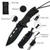 ALBATROSS FK020 Multifunctional Spring-Assisted Camping Pocket Knife - 3.5" Black Blade, 4.75" Handle, with Built-in Fire Starter, Whistle, Paracord, and Liner Lock Essential EDC Tool (BLACK)