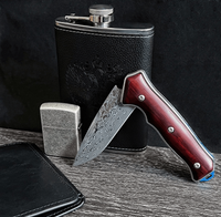 Damascus Folding Knife with Cocobolo Wood Handle