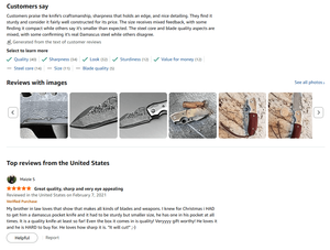 Amazon customer reviews to Albatross HGDK007 damascus