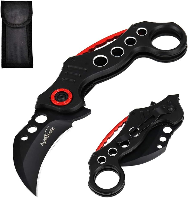 ALBATROSS FK002H Black EDC Cool Spring Assisted Folding Pocket Knives Tactical Sharp Raptor Claw Knife