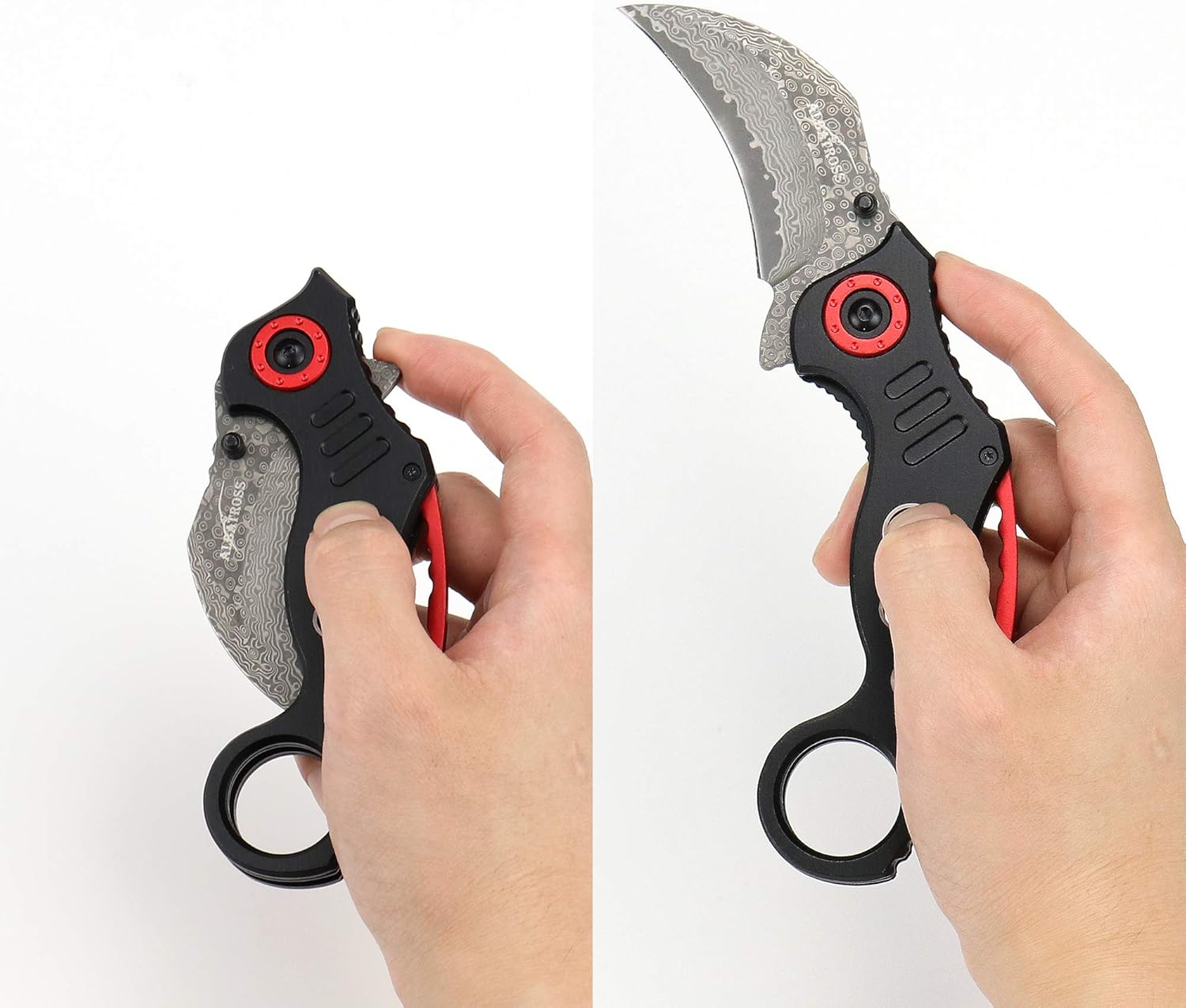 ALBATROSS FK002 Damascus Steel Black EDC Cool Spring Assisted Folding Pocket Knives Tactical Sharp Raptor Claw Knife