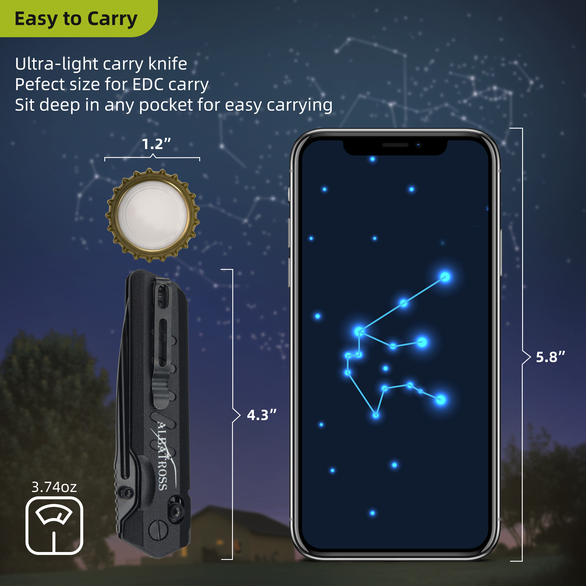 ALBATROSS Aquarius VG10 Steel Pocket Folding Knife - 4.3