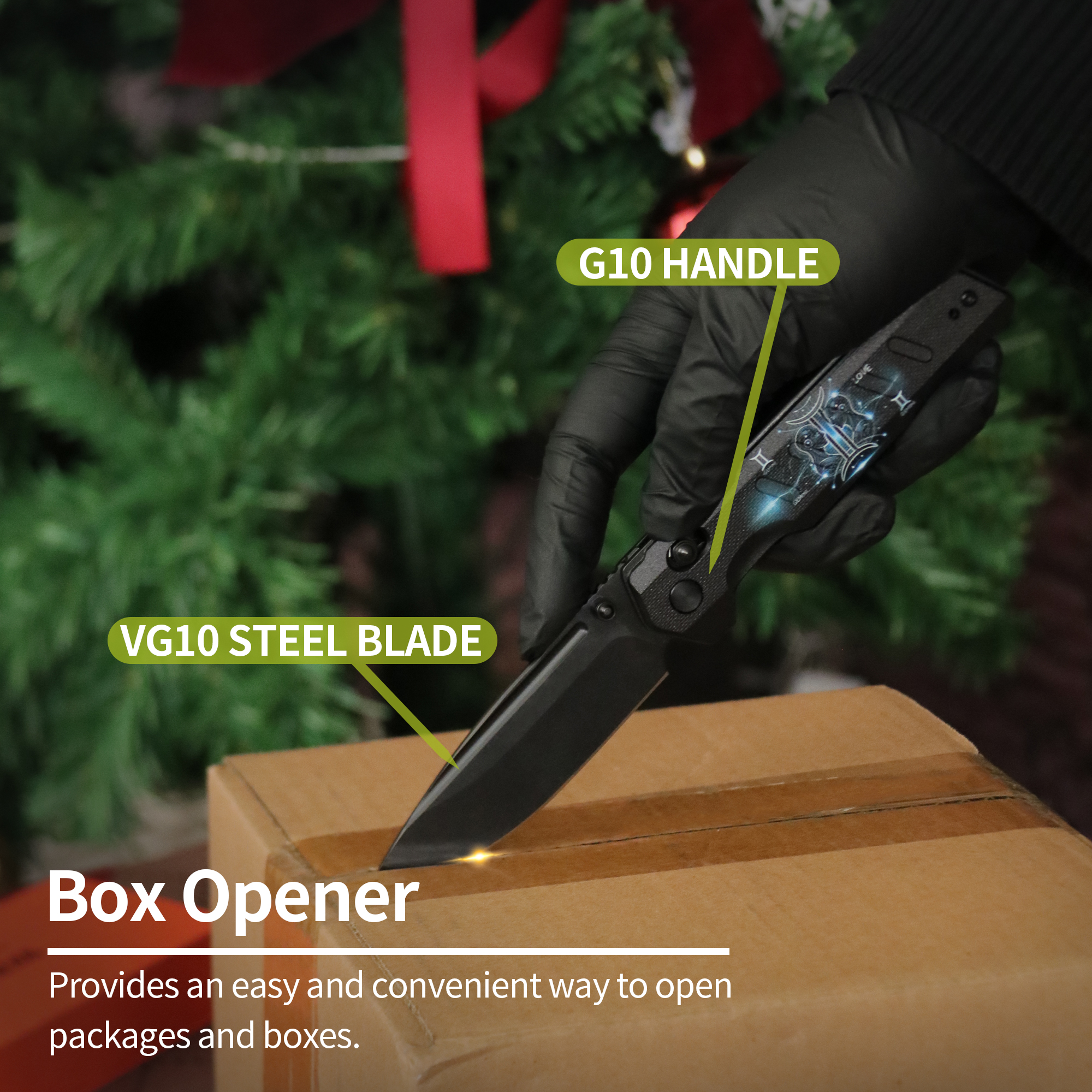 ALBATROSS Gemini VG10 Steel Pocket Folding Knife - 4.3" G10 Handle, Axis Lock, EDC Camping Hunting, Zodiac Collection Gift