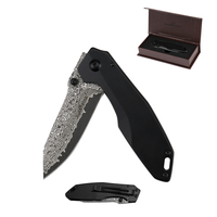 ALBATROSS 7'' HGDK027 VG10 Damascus Steel Folding Pocket Knife with Retro Blackwash Handle, EDC Knife with Liner Lock