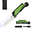 ALBATROSS 6-in-1 Survival Tactical Folding Pocket Knife with LED Light, Seatbelt Cutter, Glass Breaker, and Fire Starter (GREEN-SA)