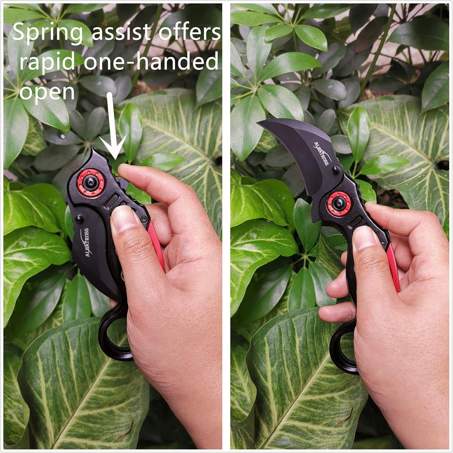 claw knife with finger ring - rapid one-handed open