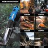 ALBATROSS FK017 EDC 5-in-1 Tactical Knife Outdoor Multi-Functional Tool with Glass Breaker, Seatbelt Cutter, Serrated Blade, Flashlight, and Carrying Bag
