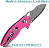 ALBATROSS Cool Flipper Axis Lock Opening Folding Pocket Knife with 3" Modern Damascus Steel Blade and 4.25" High Strength FRN Handle, Deep Carry Pocket Clip - Gifts Box FK036DA-PK