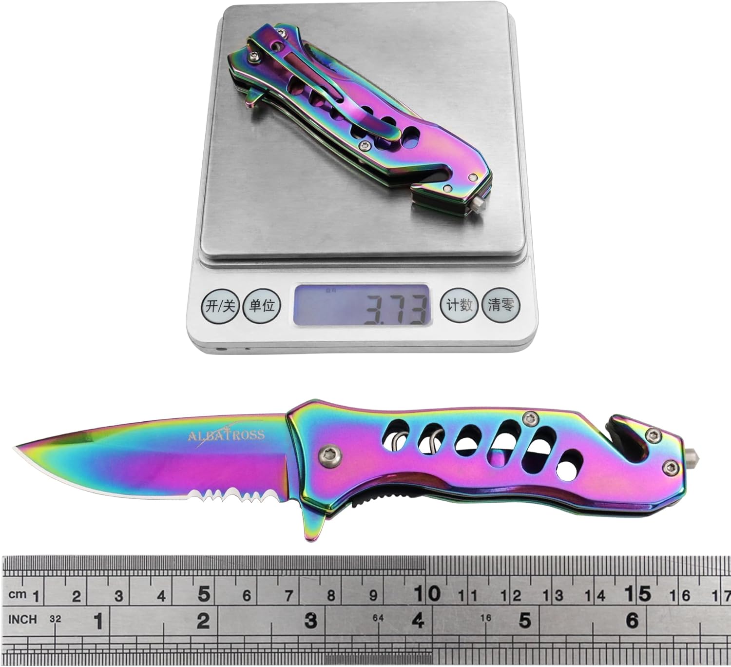 ALBATROSS FK003 Multicolor EDC Serrated Blade Stainless Steel Tactical Folding Pocket Knife,SpeedSafe Spring Assisted Opening Knifes with Liner Lock,Pocket clip,Glass Breaker,Seatbelt Cutter