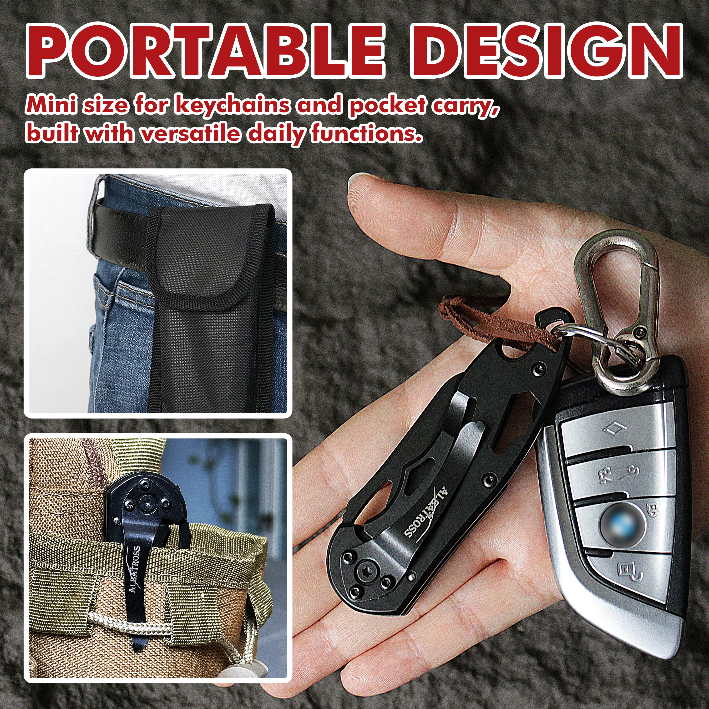 ALBATROSS Small Folding Knife with Bottle Opener and Wrench, Pocket knife EDC Gadgets for Daily Use,Gift for Men & Women, AS-23288 (Red)