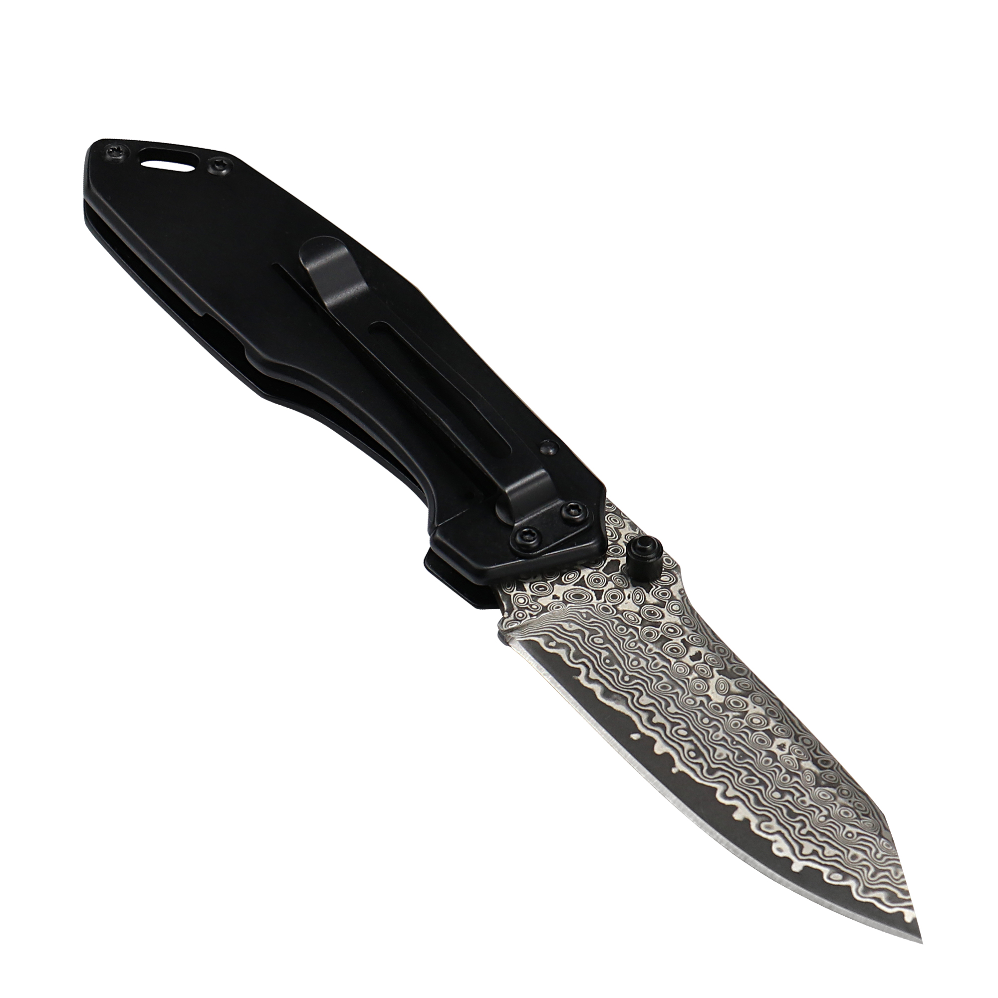 ALBATROSS 7'' HGDK027 VG10 Damascus Steel Folding Pocket Knife with Retro Blackwash Handle, EDC Knife with Liner Lock