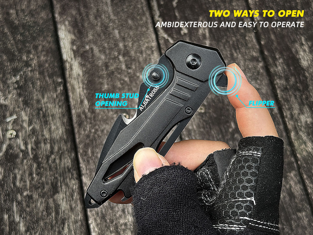 Pocket Knife with Flipper and Thumb Stud Opening