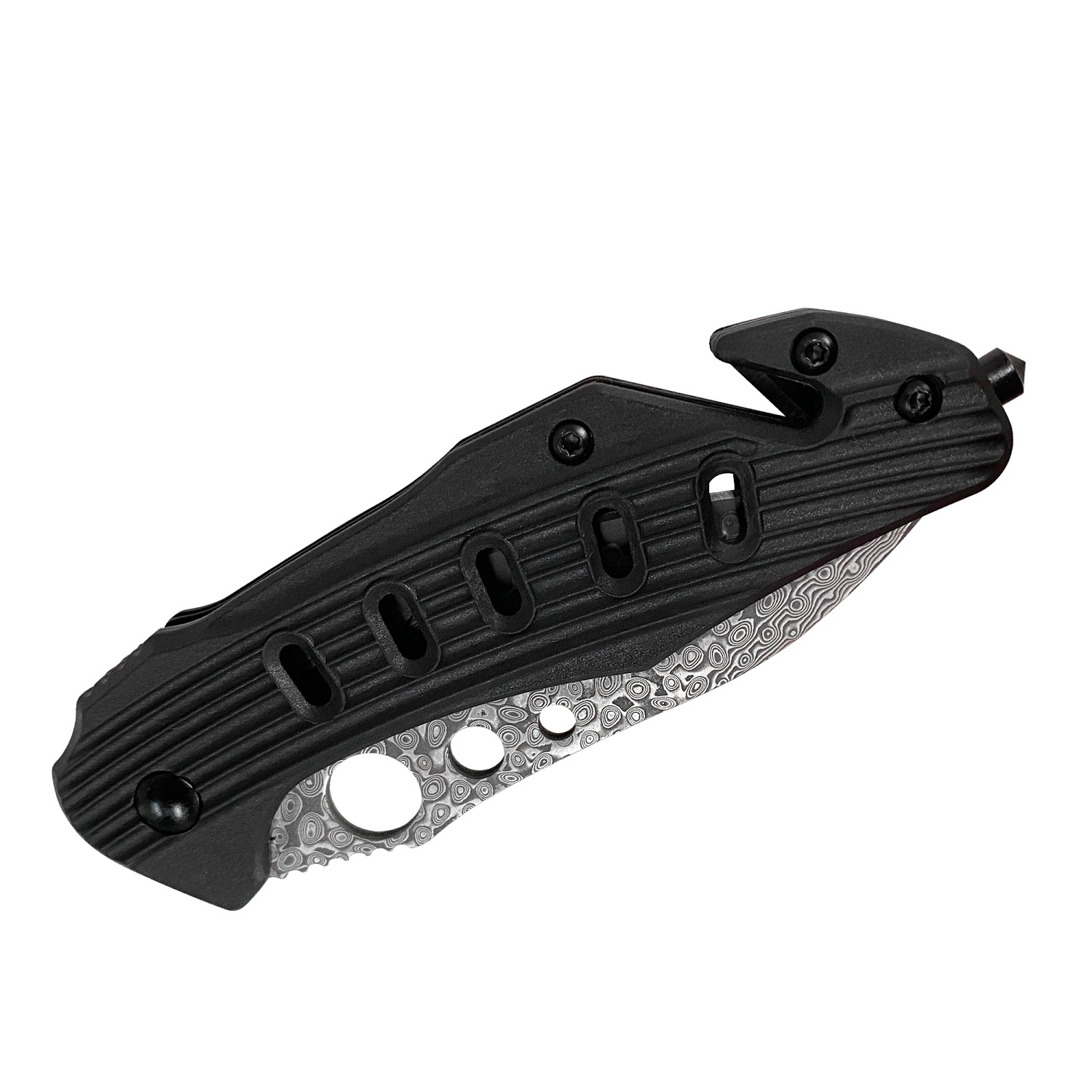 ALBATROSS folding knife for everyday use, modern damascus steel blade pocket knife with Seatbelt Cutter and Glass Breaker, 4" Ultra light to carry