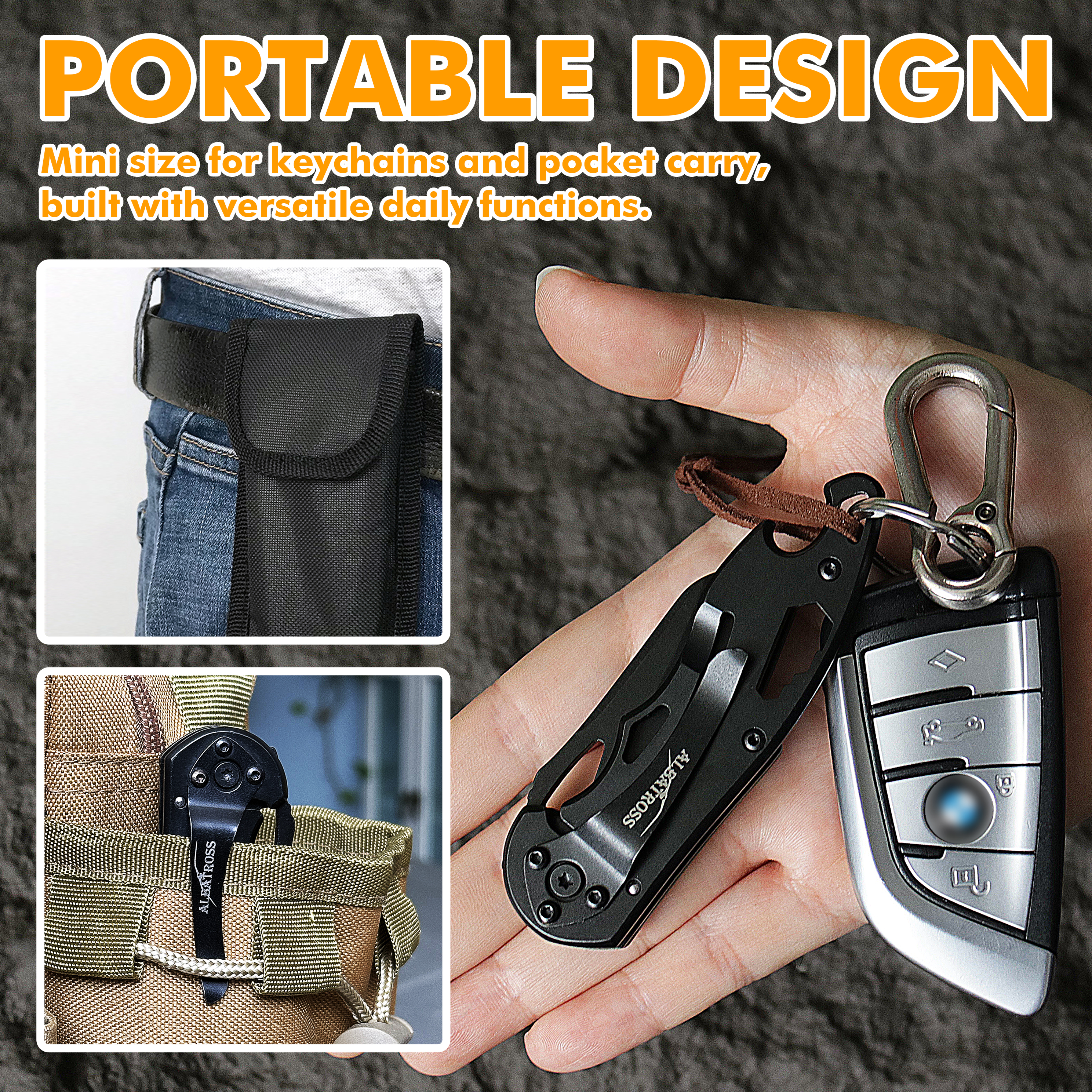 ALBATROSS Small Folding Knife with Bottle Opener and Wrench, Pocket knife EDC Gadgets for Daily Use,Gift for Men & Women, AS-23288-BK (BLACK)