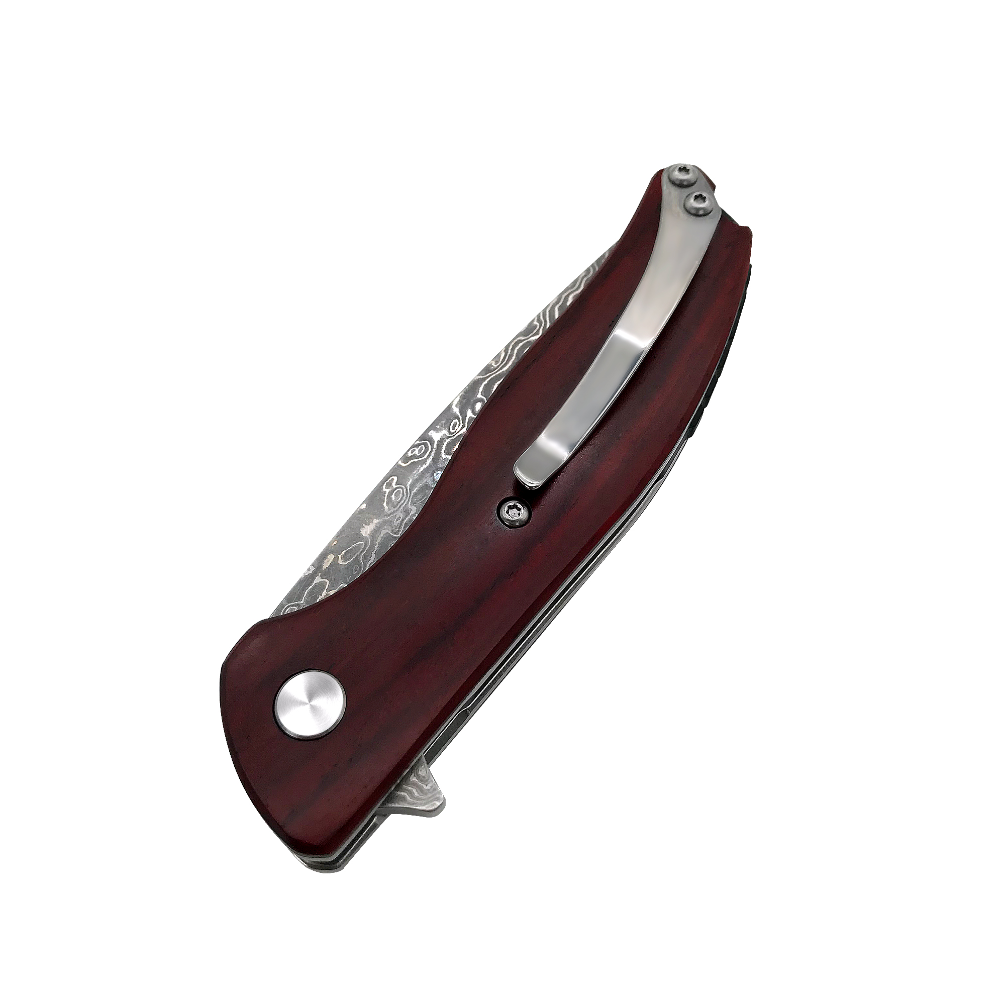 ALBATROSS HGDK019 EDC 7.6" Red Sandalwood Handle Damascus Steel Folding Pocket Knife Liner Lock